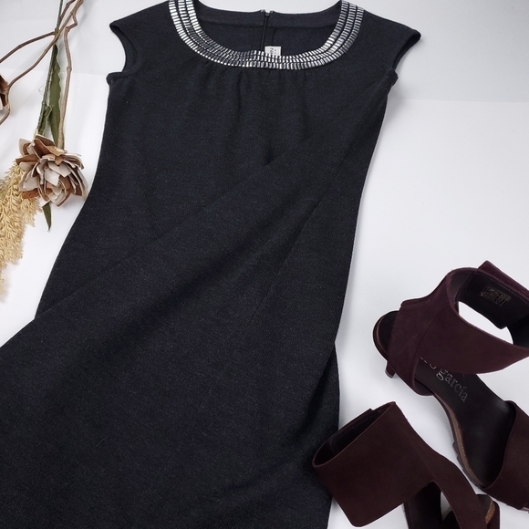 St. John Collection Charcoal Silver Sheath Dress 6 - Picture 10 of 12